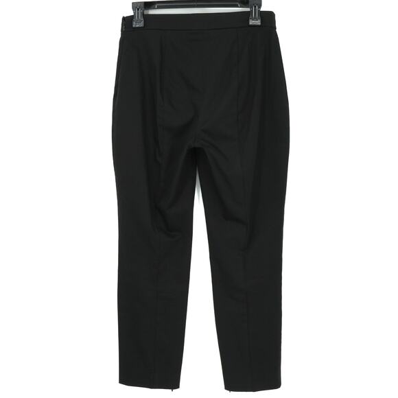 Theory Pants Womens 4 Black Sateen Stretch Cotton Zip Hem Straight Leg Ankle - Picture 12 of 13